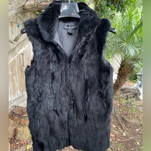 Plush Adrienne Landau Western Rocker Rabbit Fur Vest Boho Hippie